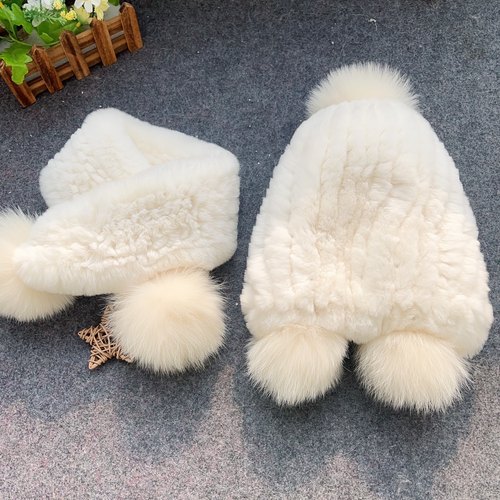 韩国女童可爱真獭兔毛皮草帽子大狐狸毛球包头帽加厚保暖护耳帽冬