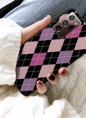 浮雕绿菱格三星note20手机壳n0te20Ultra保护套ntoe全包noet10十utlra新款nont女Samsungnote+Ultar男mote10