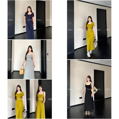DarlingJust小野墩墩[纽结腰精裙]短袖洋装女收腰显瘦吊带长裙