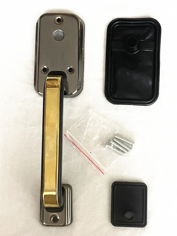 防盗门外装门老式自动碰锁把手十字钥匙锁拉手入户大门家用锁配件