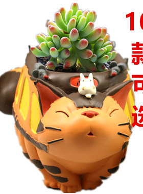 卡通巴士龙猫树脂微景观多肉花盆