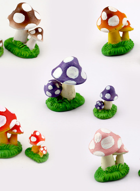 田园风小蘑菇多肉盆栽造景摆件