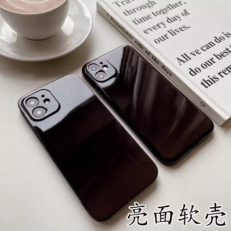 【软硅胶，亮面光滑果冻】适用苹果15/14ProMax手机壳13/12Mini超薄11简约Xs黑色耐脏7/8全包防摔6s男女款XR