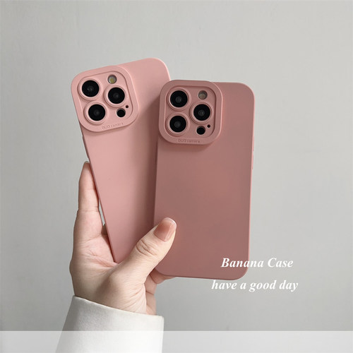 韩国ins简约风砂粉色适用红米K90ProMax手机壳K80少女款可爱K70磨砂防摔Note12/13/14/15Pro+高级感全包亲肤