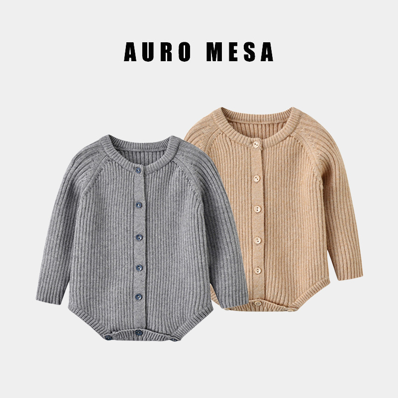 春秋韩版婴儿针织男女长袖包屁衣