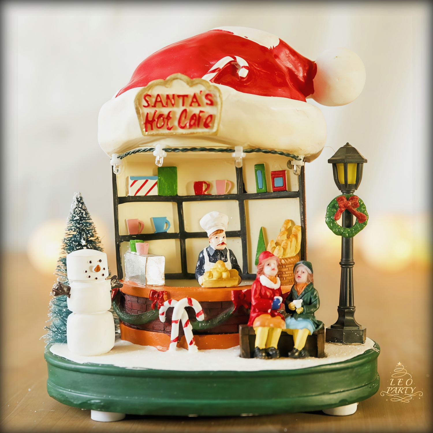 圣诞节树脂小屋摆件小房子装饰亮灯礼物耶诞节面包店铺咖啡厅美陈