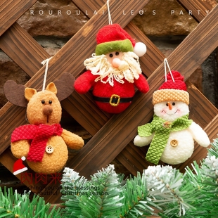 B圣诞节小挂饰小礼品雪人老人鹿圣诞树挂件饰品小吊饰小公仔玩偶