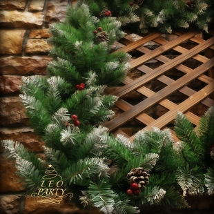 圣诞节藤条耶诞节藤蔓加密带雪红果松果枝条气氛商场美陈布置装 饰