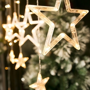 星星灯串商场美陈布置橱窗串灯带五角星装 饰彩灯带圣诞节新年派对