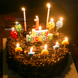 S生日蜡烛派对儿童幼儿卡通男孩女孩蛋糕彩虹小汽车气球无烟环保