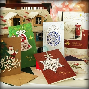 英文圣诞贺卡耶诞节欧美圣诞卡片祝福感恩节立体圣诞节XMAS CARDS