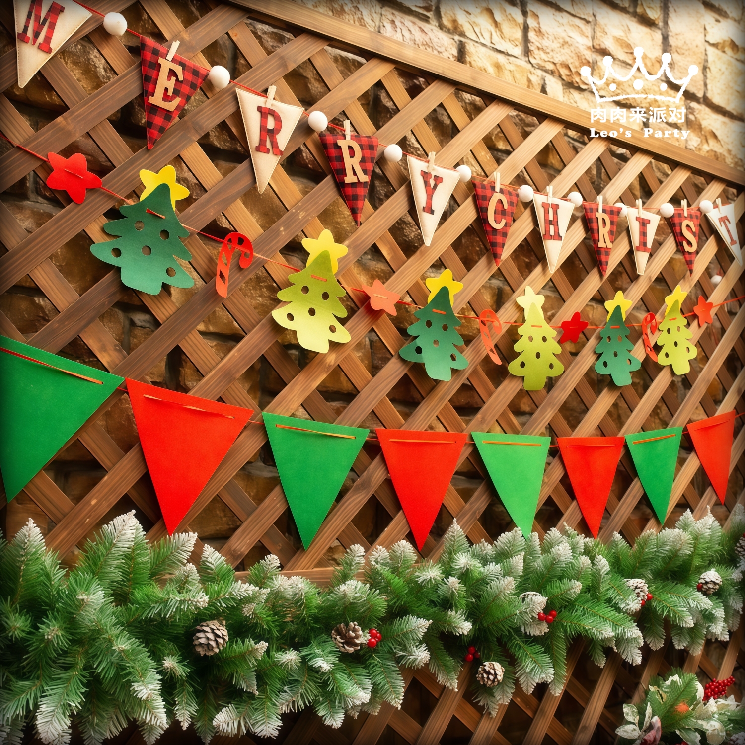 圣诞节拉旗布置彩旗拉条挂旗