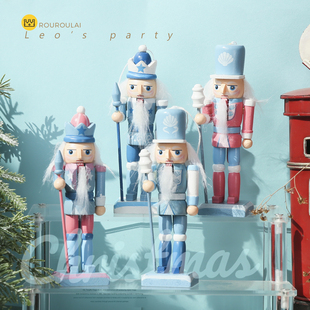 B木质国王士兵摆件圣诞节礼物生日胡桃夹子咖啡面包店铺美陈橱窗