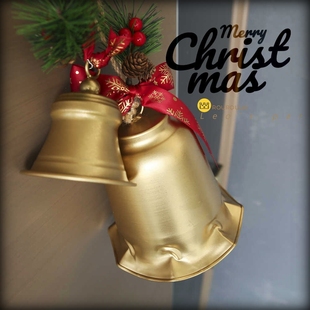 美式 饰布置铜钟餐厅咖啡面包店铺美陈商场 圣诞节金属铜铃铛挂件装