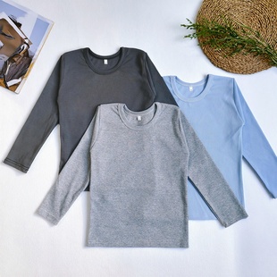 儿童睡衣女童保暖衣螺纹 男童秋衣纯棉长袖 260克童装 棉秋冬打底衫