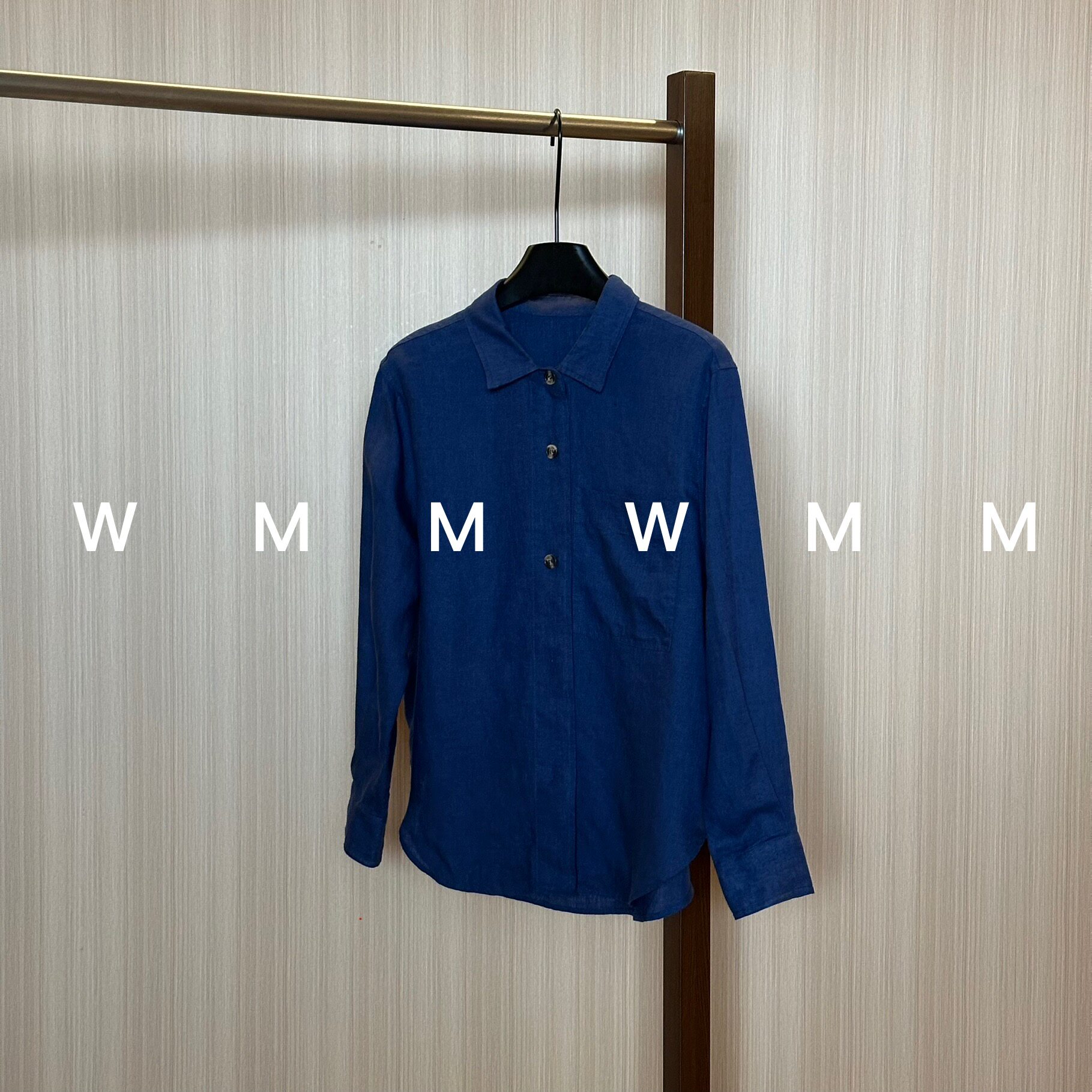 WMM法工蓝慵懒风亚麻翻领长袖衬衫女新款休闲百搭韩时尚舒适显瘦