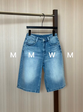 WMM浅蓝色夏季新款宽松直筒女七分牛仔裤显瘦百搭短裤显瘦舒适韩