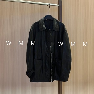 新款 皮衣外套女秋季 百搭韩系 拉链植鞣皮真皮翻领中长款 WMM中长款