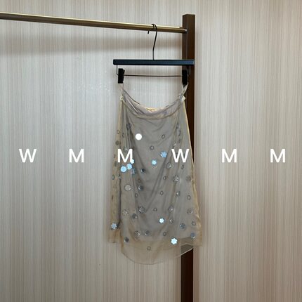 WMM重工珠片桑蚕丝半身短裙女春夏新款百搭时尚休闲设计气质半裙
