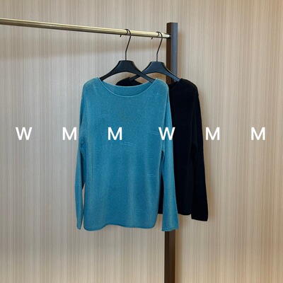 WMM柞蚕丝时尚净版舒适百搭圆领长袖针织衫女新款休闲设计上衣