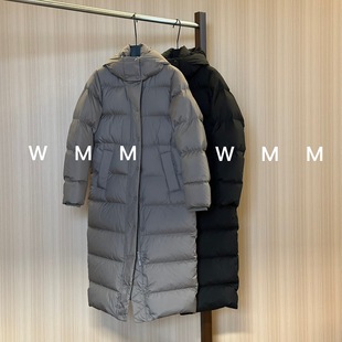 WMM长款九格连帽微三防羽绒服女冬季保暖纯色高级感韩系简约气质