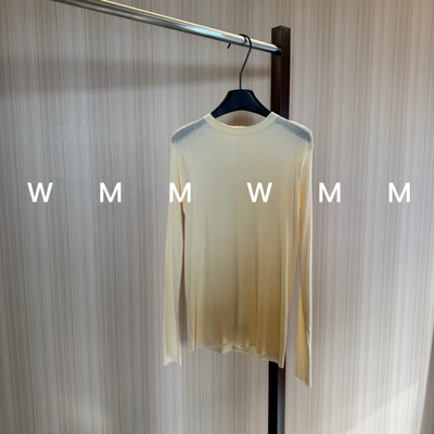 WMM蛋黄微透卷边强捻纱圆领长袖T恤女新款休闲百搭韩时尚舒适显瘦