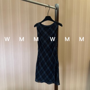 WMM老友记复古格子无袖背心连衣裙女简约气质百搭时尚舒适裙子