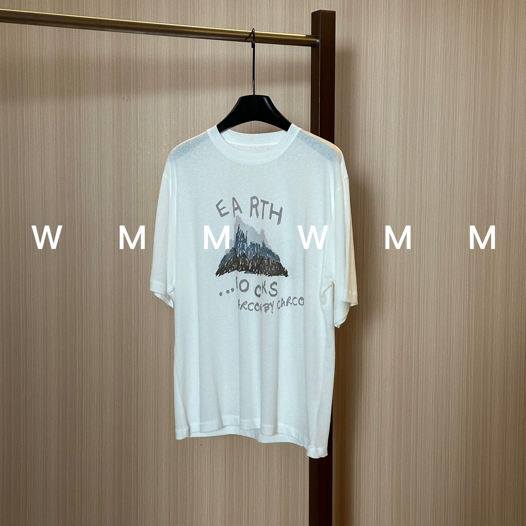 WMM山脉印花白色短袖T恤女新款休闲百搭韩版时尚气质舒适显瘦上衣