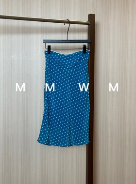 WMM蓝色波点小梅花丝滑感半身裙女休闲百搭韩版时尚气质显瘦裙子