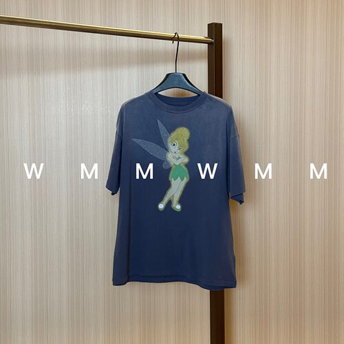 WMM小飞侠美式短袖圆领T恤套头夏季新款印花图案宽松休闲上衣女