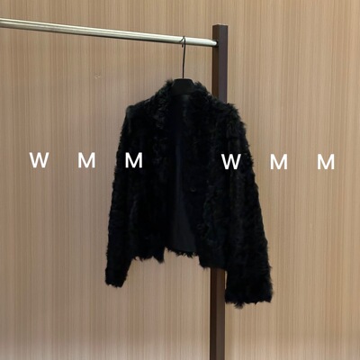 WMM黑湖羊卷v领长袖外套女秋冬新款纯色轻奢小湖羊设计大气优雅