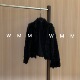 WMM黑湖羊卷v领长袖 外套女秋冬新款 纯色轻奢小湖羊设计大气优雅