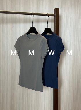 WMM二色纯色圆领短袖T恤女新款休闲百搭韩时尚舒适简约显瘦上衣