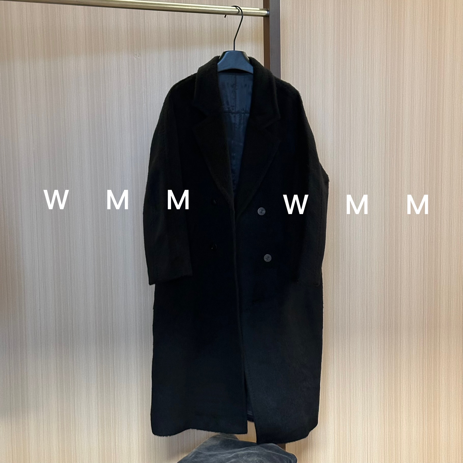 WMM长款廓型大衣外套黑色长袖外套大衣苏丽宽松百搭秋冬新款显瘦