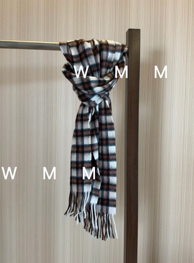 WMM定制格纹全羊毛流苏围巾女新款百搭时尚简约韩舒适保暖披肩