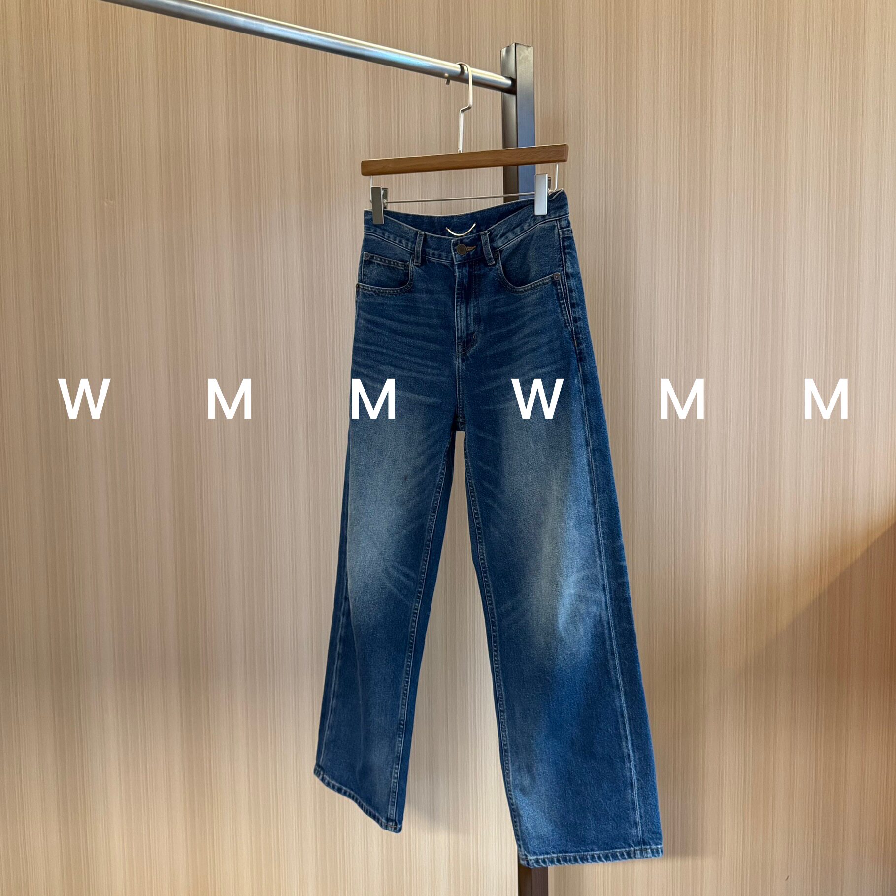 WMM美国康龙面料 超绝水洗做旧直筒阔腿牛仔裤女新款百搭时尚舒适