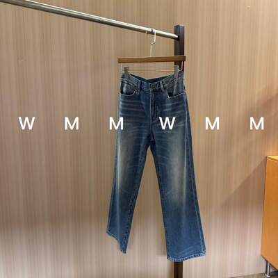 WMM进口面料做旧宽松直筒阔腿裤女新款牛仔裤百搭休闲显瘦舒适裤