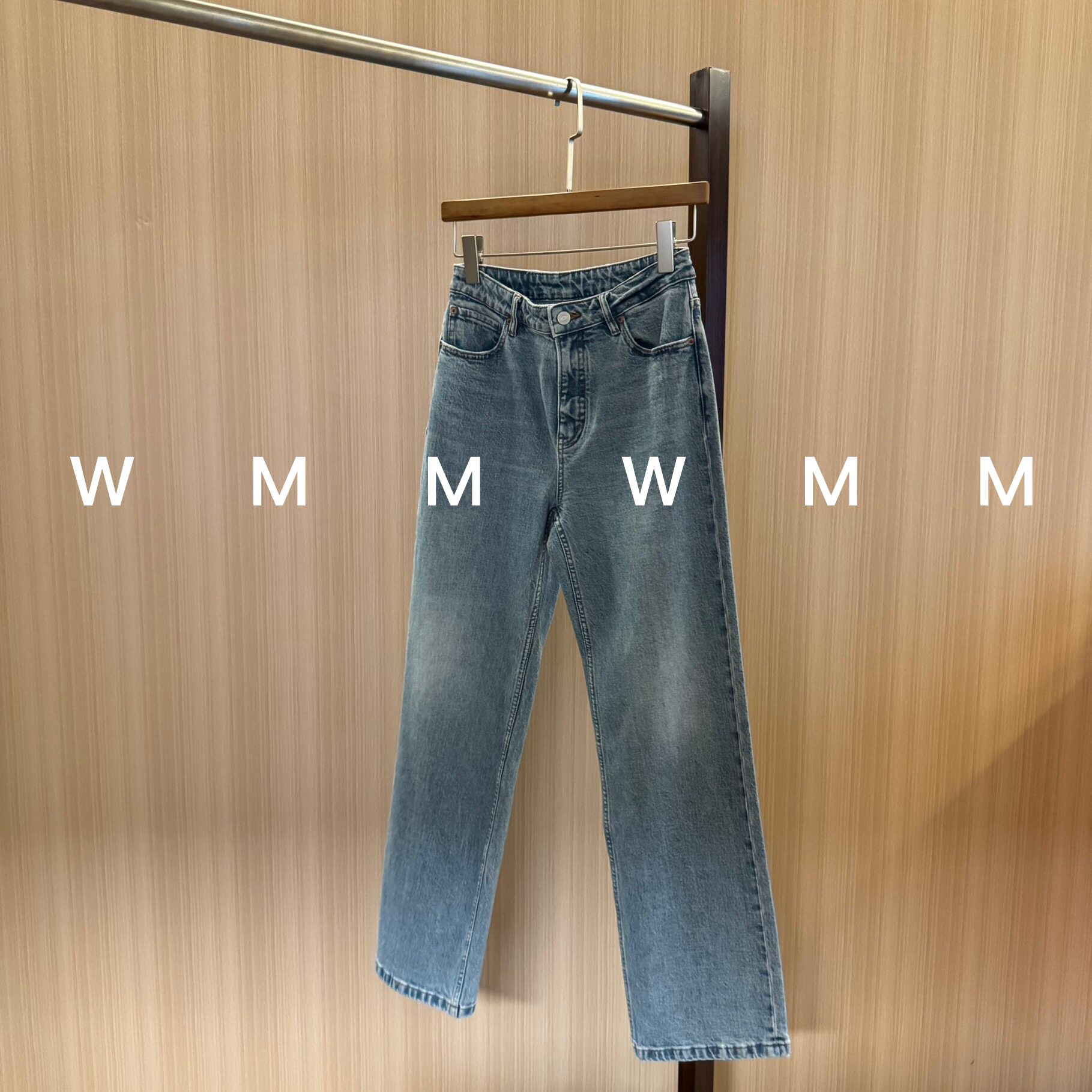 WMM白牌复古水洗牛仔裤休闲百搭直筒阔腿裤长裤女新款舒适韩显瘦