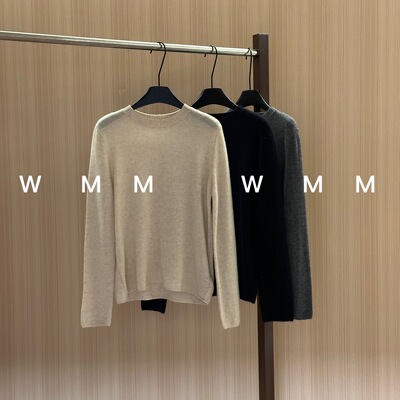 WMM紫标baby山羊绒圆领长袖套头针织衫纯色女士休闲百搭羊绒衫