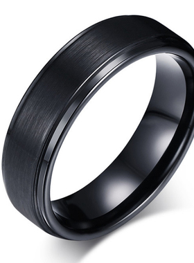 6mm主义风磨砂面钛钢情侣对戒