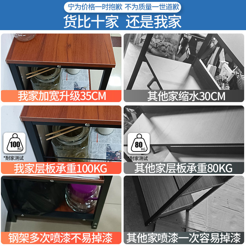 速发厨房收纳置物架落地多层家用货架多功能储物架层架锅架微波炉