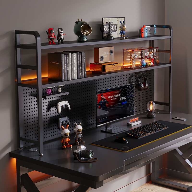 金属洞洞板置物架桌面放电脑桌上装饰书桌收纳架子电竞风展示架