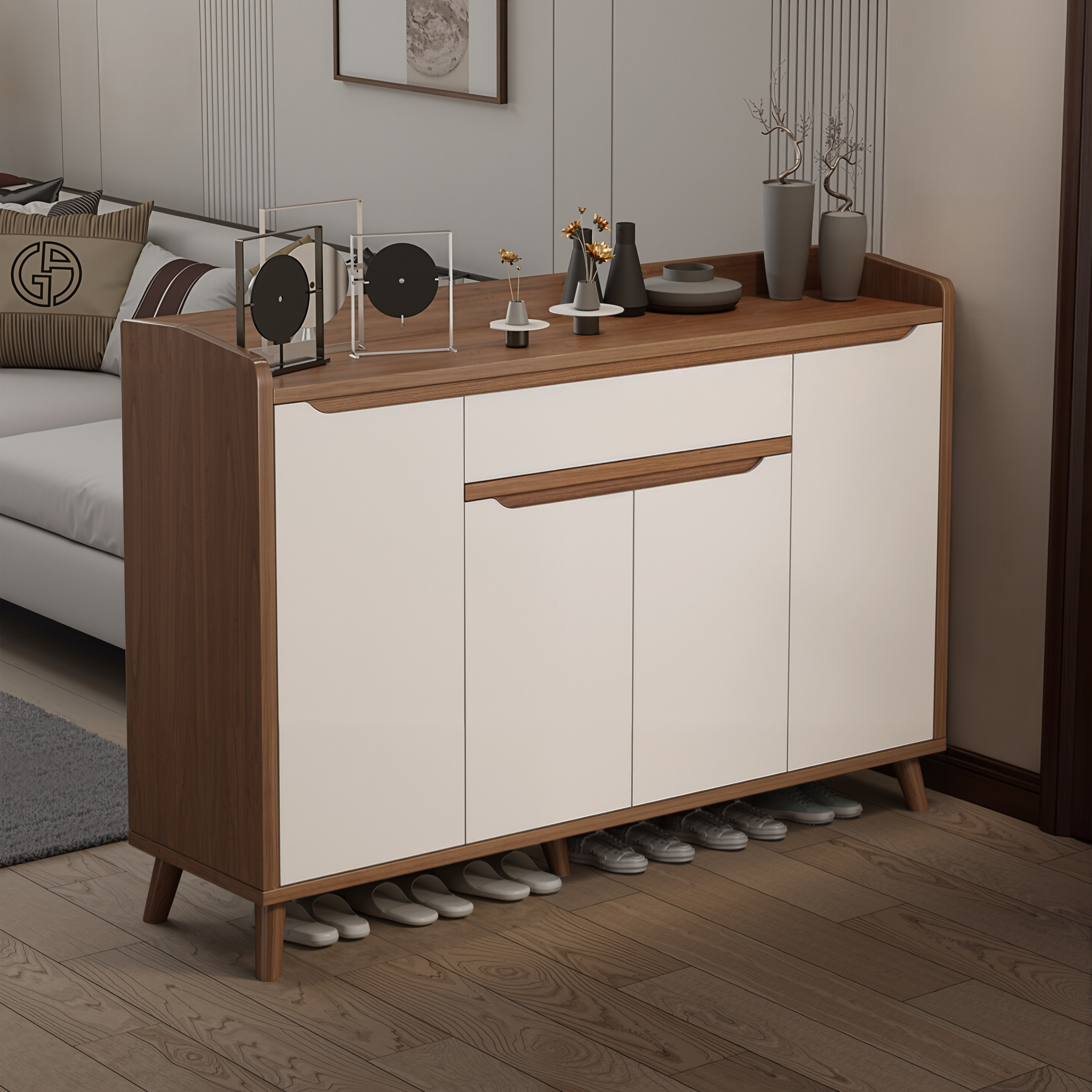 玄关入户鞋柜隔断一体收纳