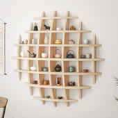 壁挂式 挂墙茶杯架墙上多宝阁格子架置物架茶具放置 博古架实木中式