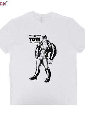 芬兰的汤姆Tom of Finland短袖T恤卡通浪漫艺术休闲角色动漫涂鸦