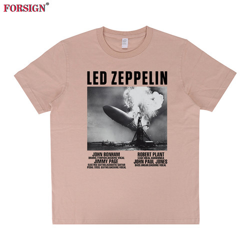 Led Zeppelin齐柏林飞艇摇滚乐队复古怀旧Hindenburg短袖T恤男女