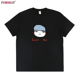 T恤 复古男女短袖 live me日系可爱卡哇伊呆萌奈良美智阿美咔叽美式