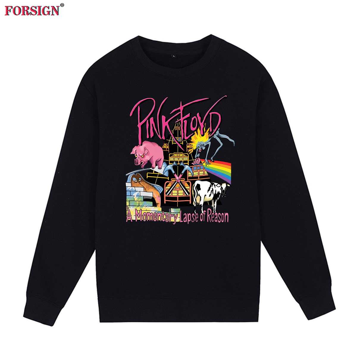 Pink Floyd平克弗洛伊德英国摇滚乐队复古怀旧奶牛圆领卫衣男女