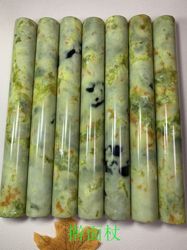 正品岫玉加粗擀面杖 天然岫岩玉岫玉加粗擀面杖玉石擀面杖