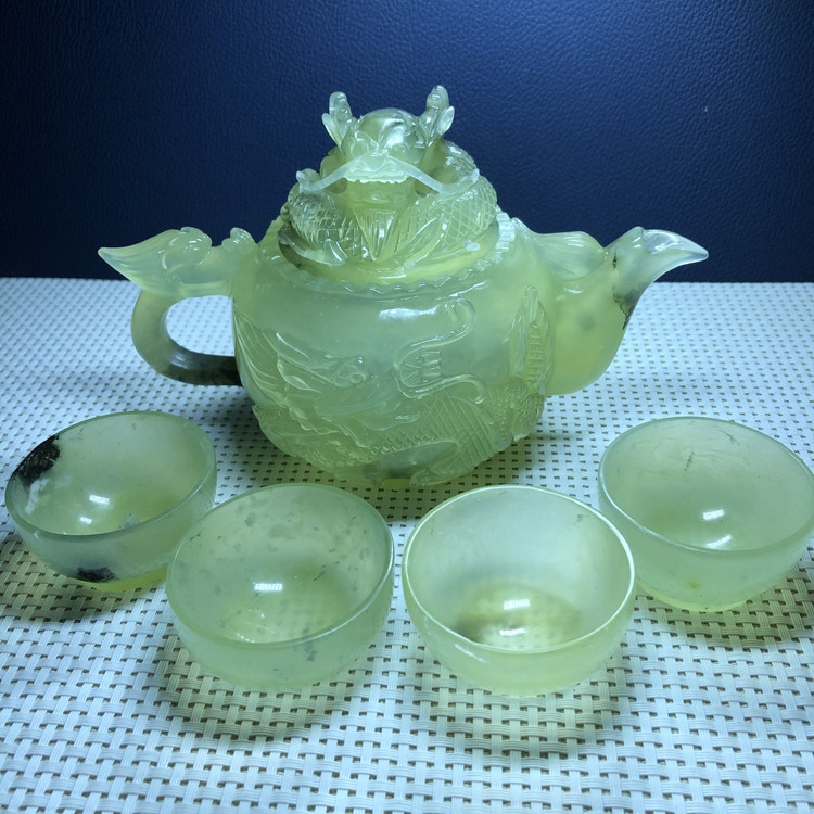 正品岫玉茶具茶壶玉石茶具茶壶岫玉龙壶龙茶具玉石龙壶